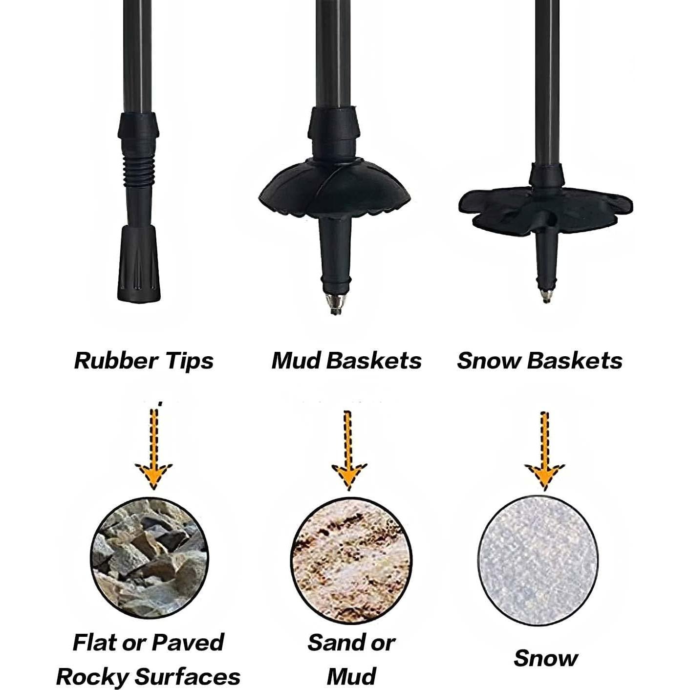 Puntas de Bastón de Senderismo Wrzbest 6 Piezas Goma y Plástico