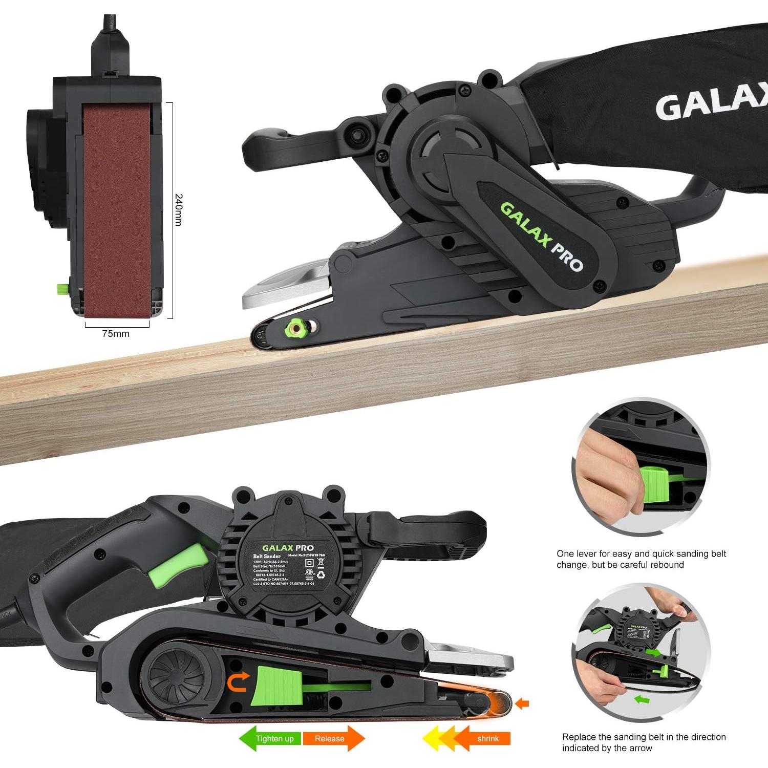 Lijadora de Banda GALAX PRO 8A 120-380RPM 5 Correas P80