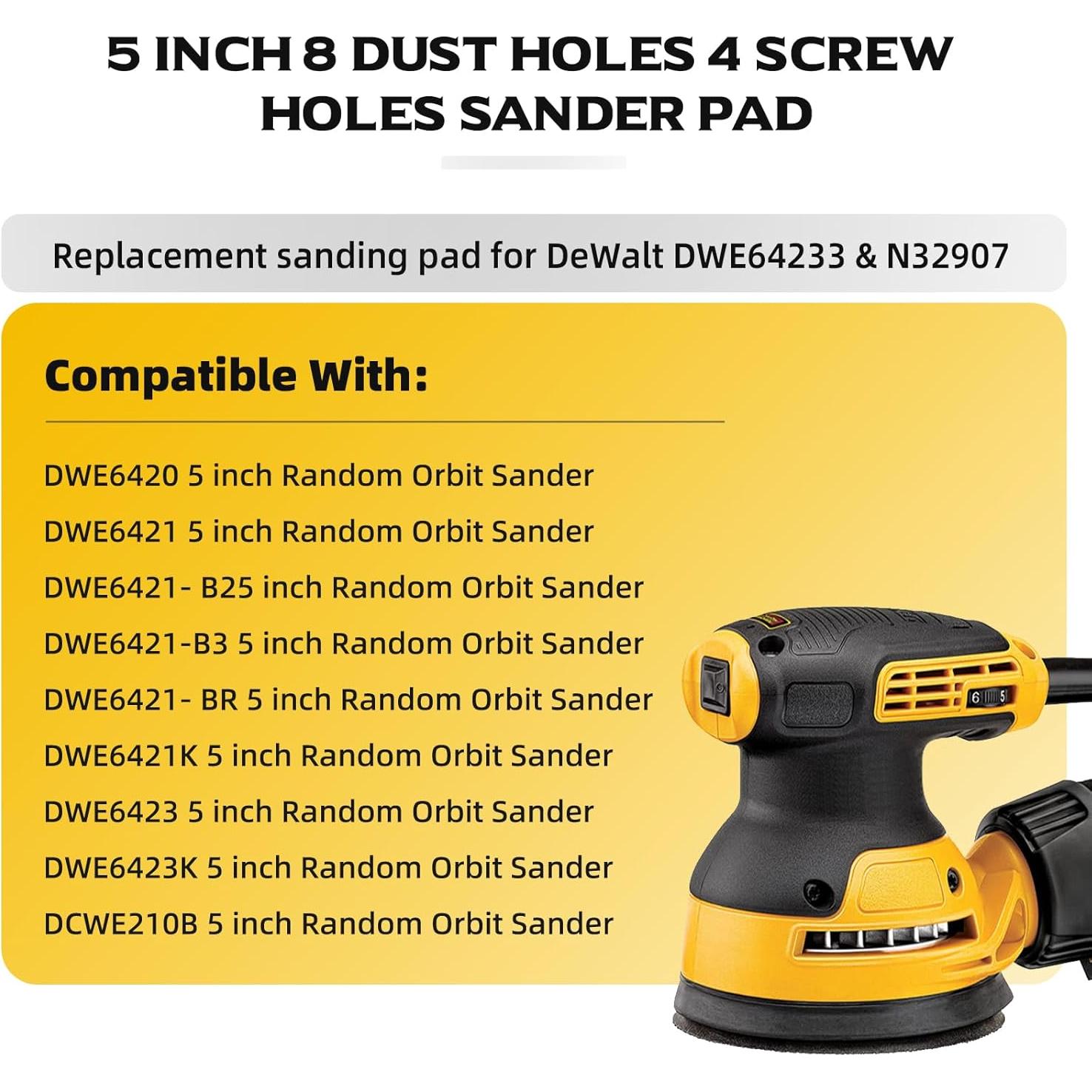 Paquete de 4 almohadillas DEWALT 5" con 8 agujeros