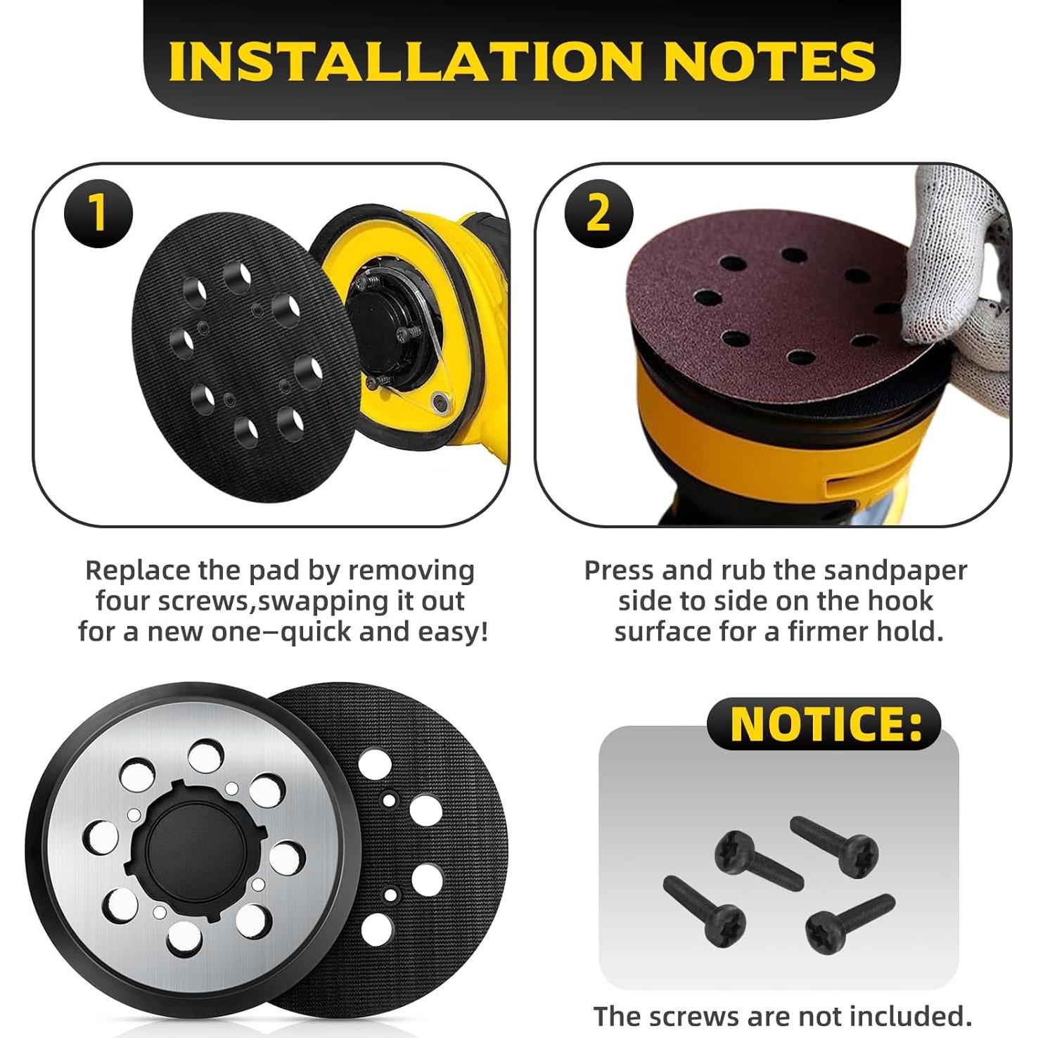 Paquete de 4 almohadillas DEWALT 5" con 8 agujeros