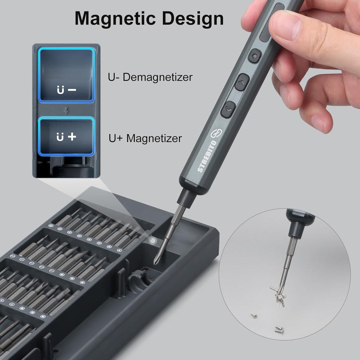 Destornillador Eléctrico STREBITO 70 en 1 con 64 Puntas