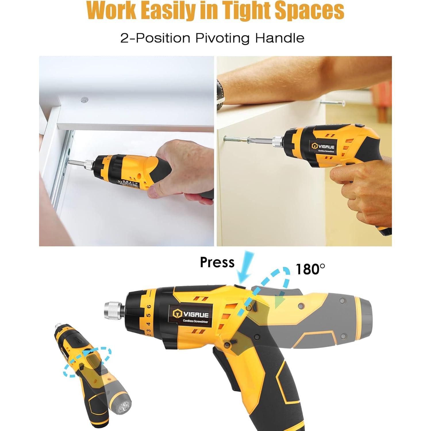 Destornillador Inalámbrico VIGRUE 4V con 48 Accesorios