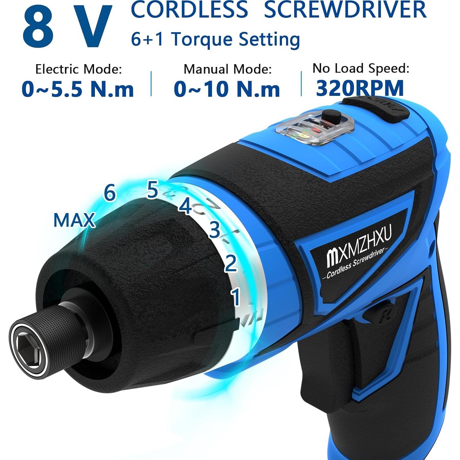 Destornillador Inalámbrico MXMZHXU 8V 10Nm 47 Accesorios