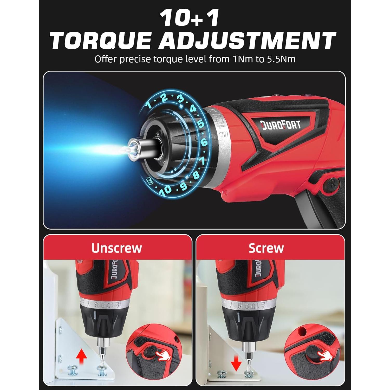 Destornillador eléctrico DuroFort 8V recargable 28 piezas