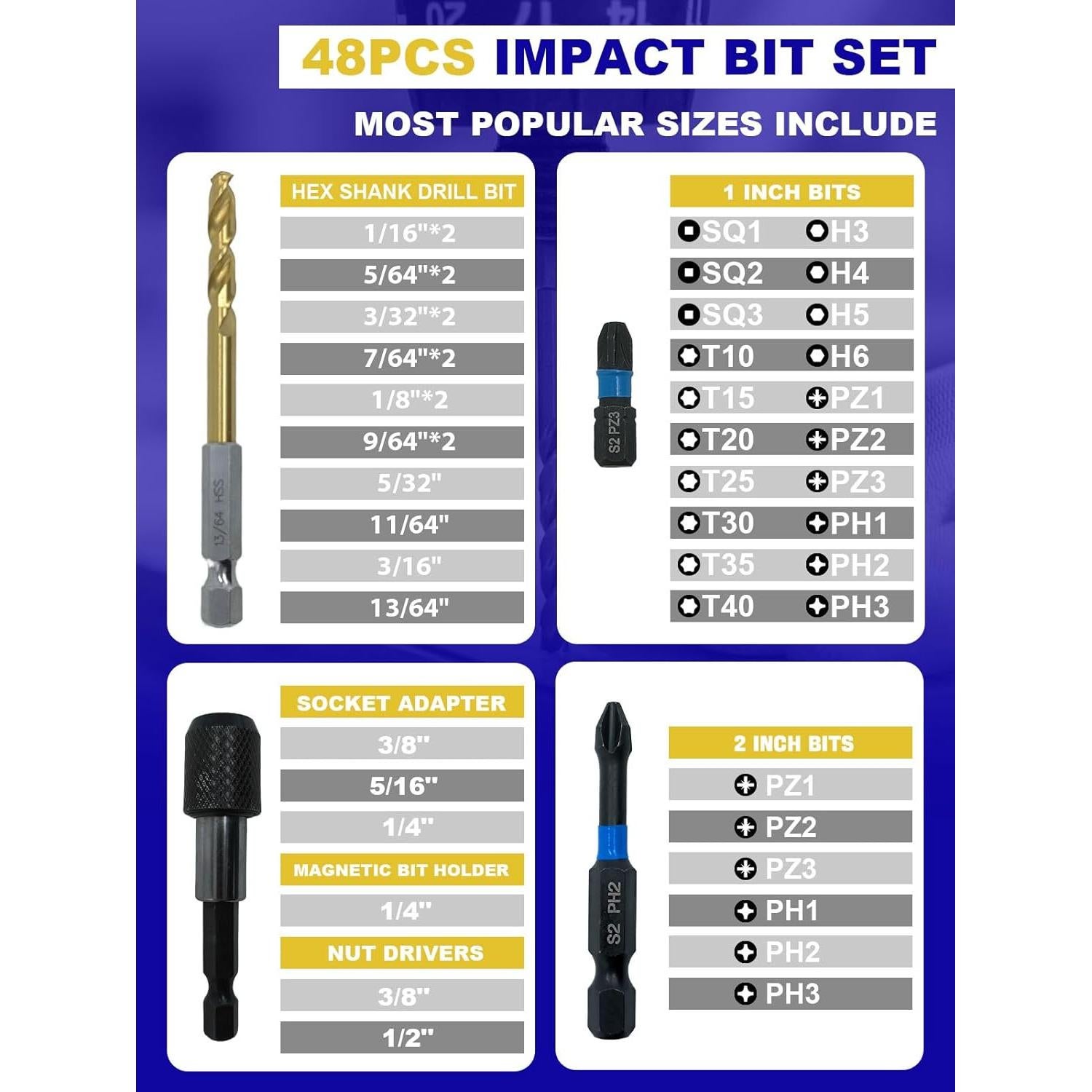 Juego de 48 Piezas de Puntas de Destornillador JEFE HEX