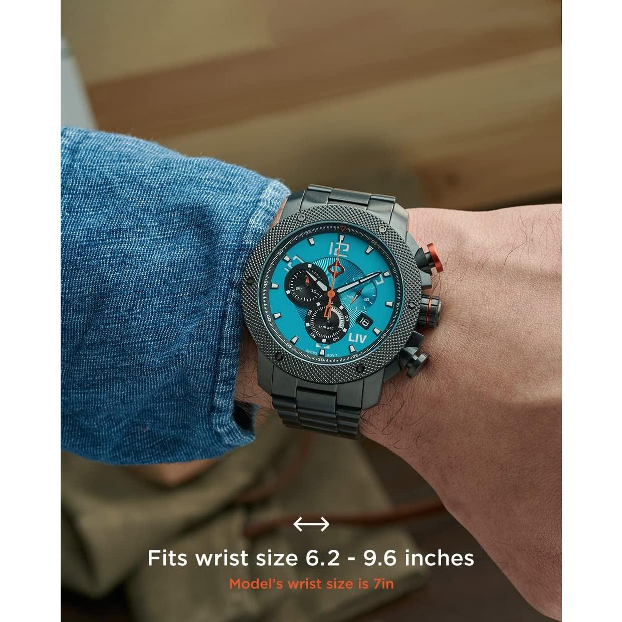 Reloj Cronógrafo Suizo LIV GX1 45mm Acero Inoxidable