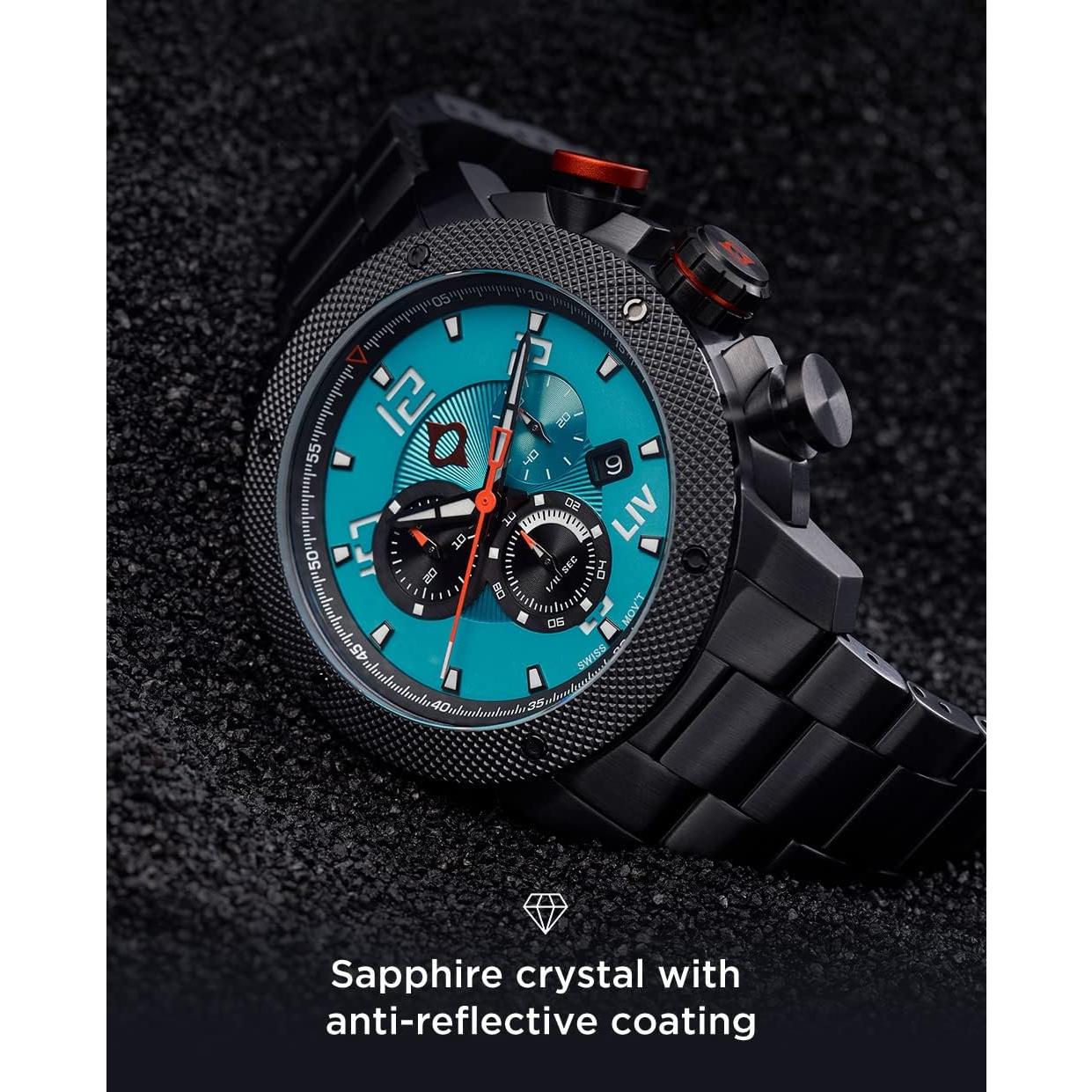 Reloj Cronógrafo Suizo LIV GX1 45mm Acero Inoxidable