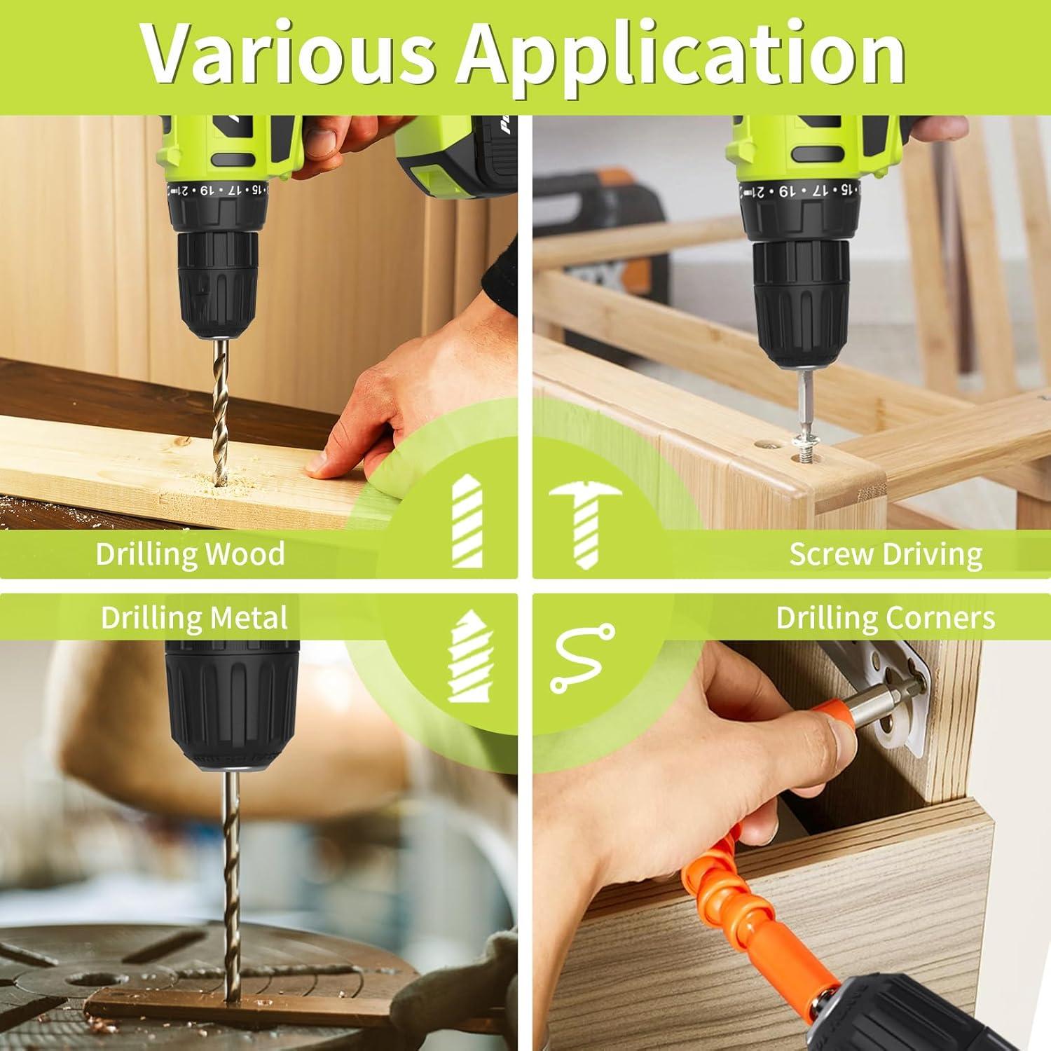 Taladro Inalámbrico PULITUO 20V - 2 Baterías, 30Nm, LED