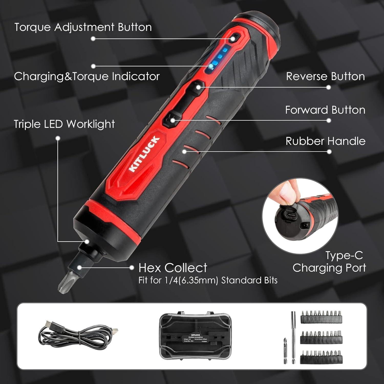 Destornillador Eléctrico KITLUCK 4V Inalámbrico 31 Puntas