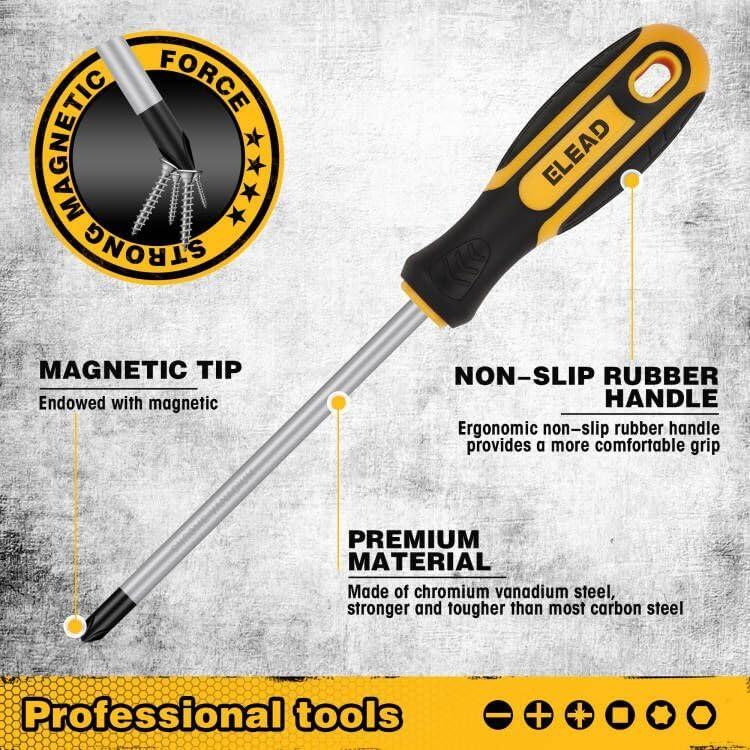 Juego de Destornilladores Magnéticos ELEAD 86 Piezas Ergonómico