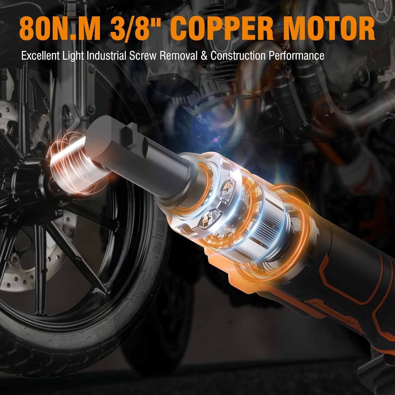 Llave de Trinquete Eléctrica Protmex 21V 80N.m con 8 Sockets