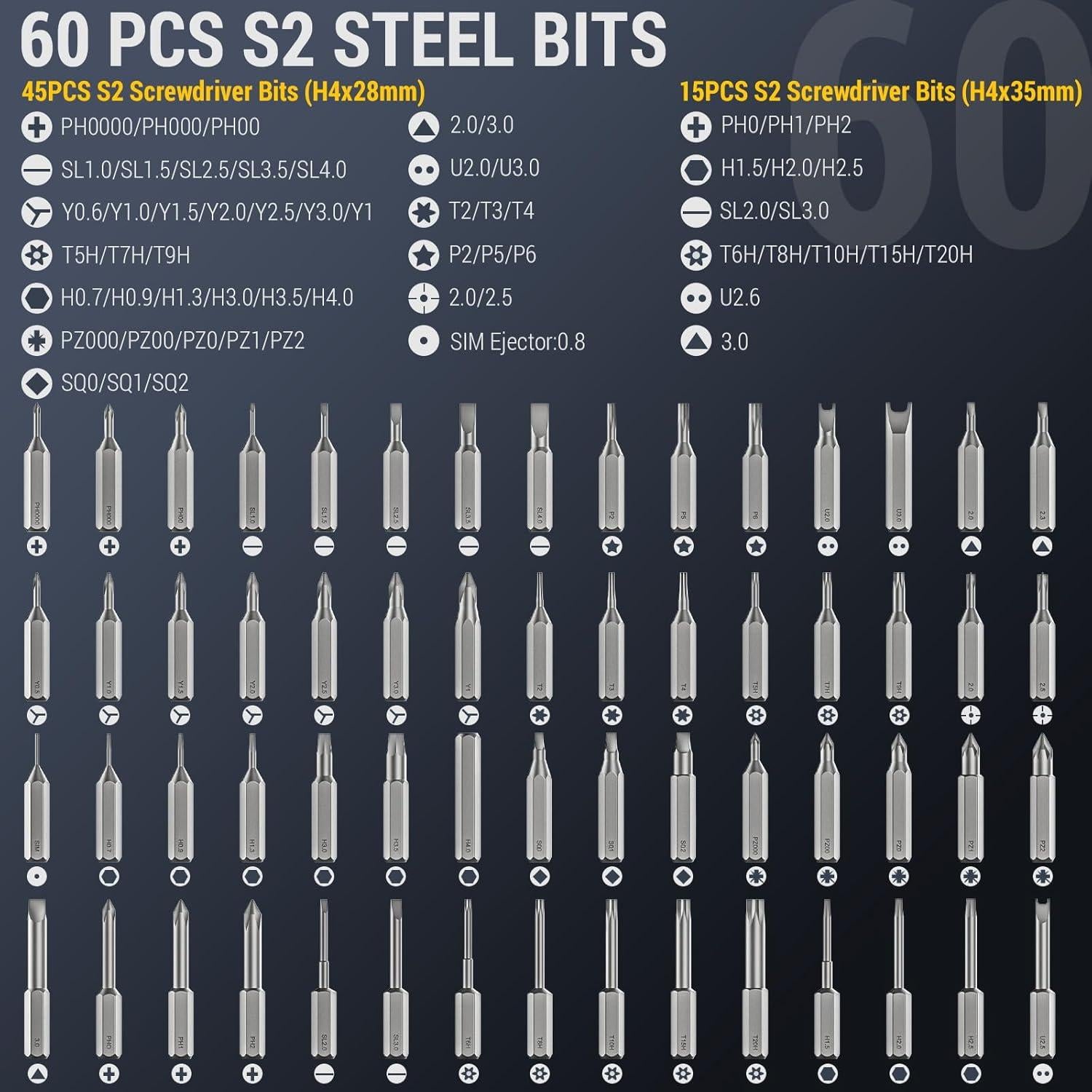 Destornillador Eléctrico PHALANX Mini 3.7V 60 Piezas