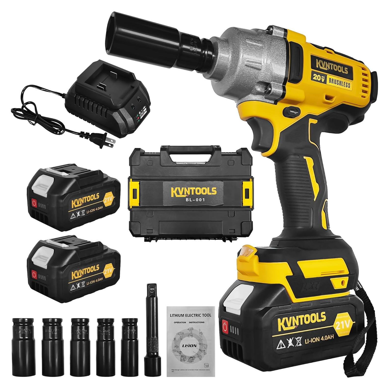 Llave de Impacto Inalámbrica KVNTOOLS 1000N.m 21V con 2 Baterías