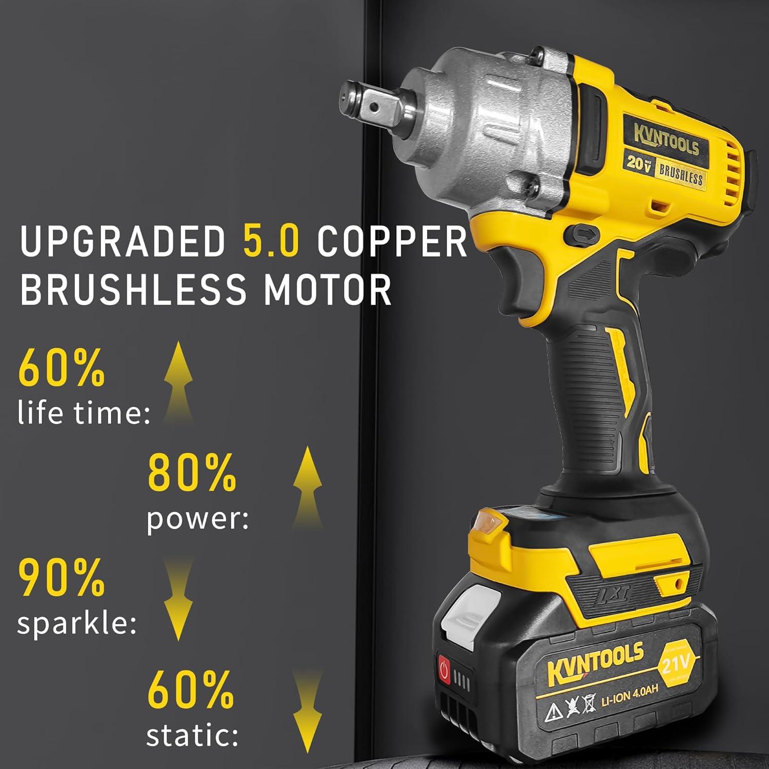 Llave de Impacto Inalámbrica KVNTOOLS 1000N.m 21V con 2 Baterías