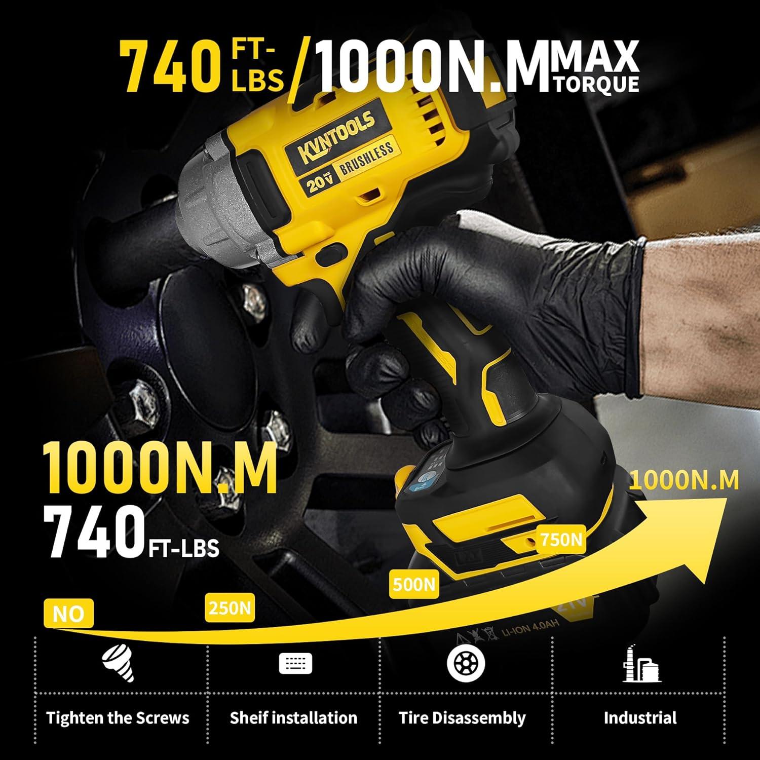 Llave de Impacto Inalámbrica KVNTOOLS 1000N.m 21V con 2 Baterías