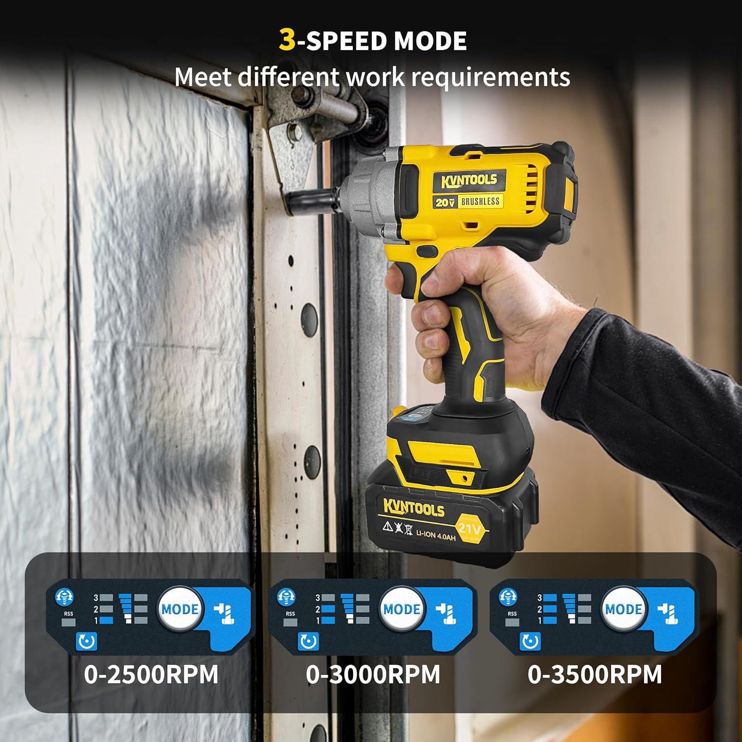 Llave de Impacto Inalámbrica KVNTOOLS 1000N.m 21V con 2 Baterías