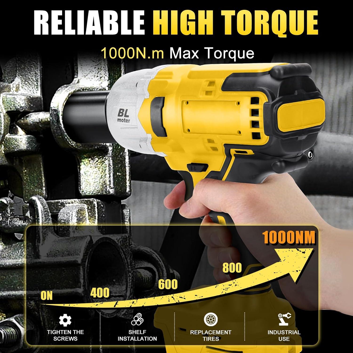 Llave de impacto inalámbrica LEZZYRUCK 1000Nm 20V Max con LED