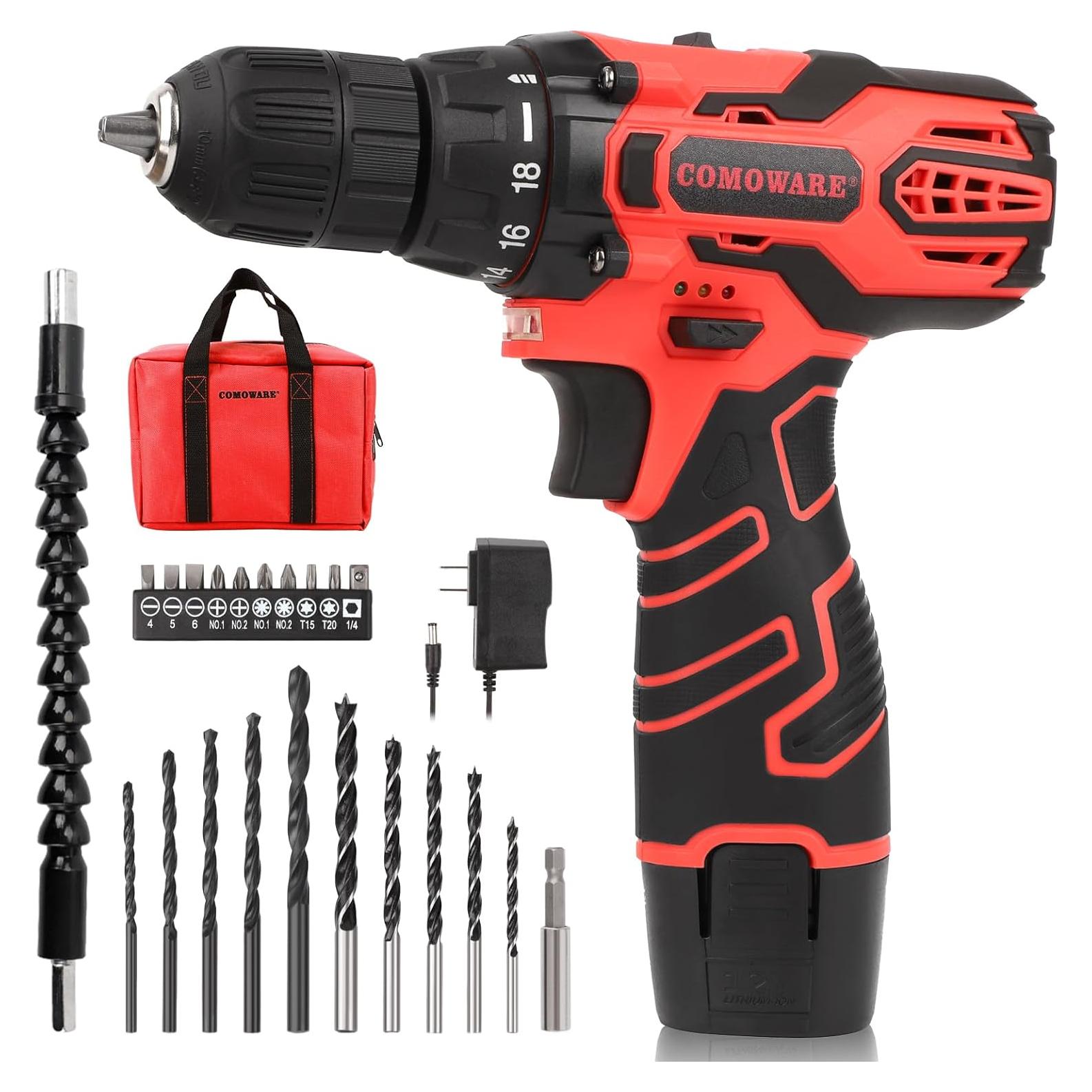 Taladro Inalámbrico COMOWARE 12V con Accesorios 23 Piezas