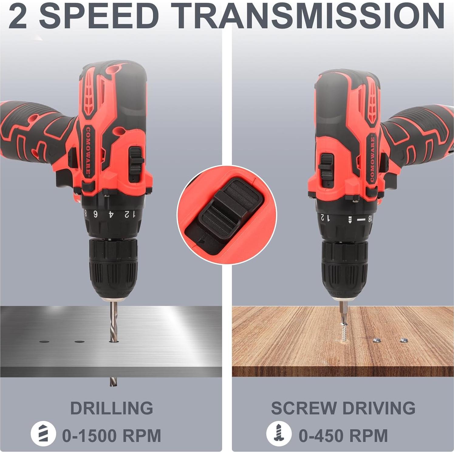 Taladro Inalámbrico COMOWARE 12V con Accesorios 23 Piezas