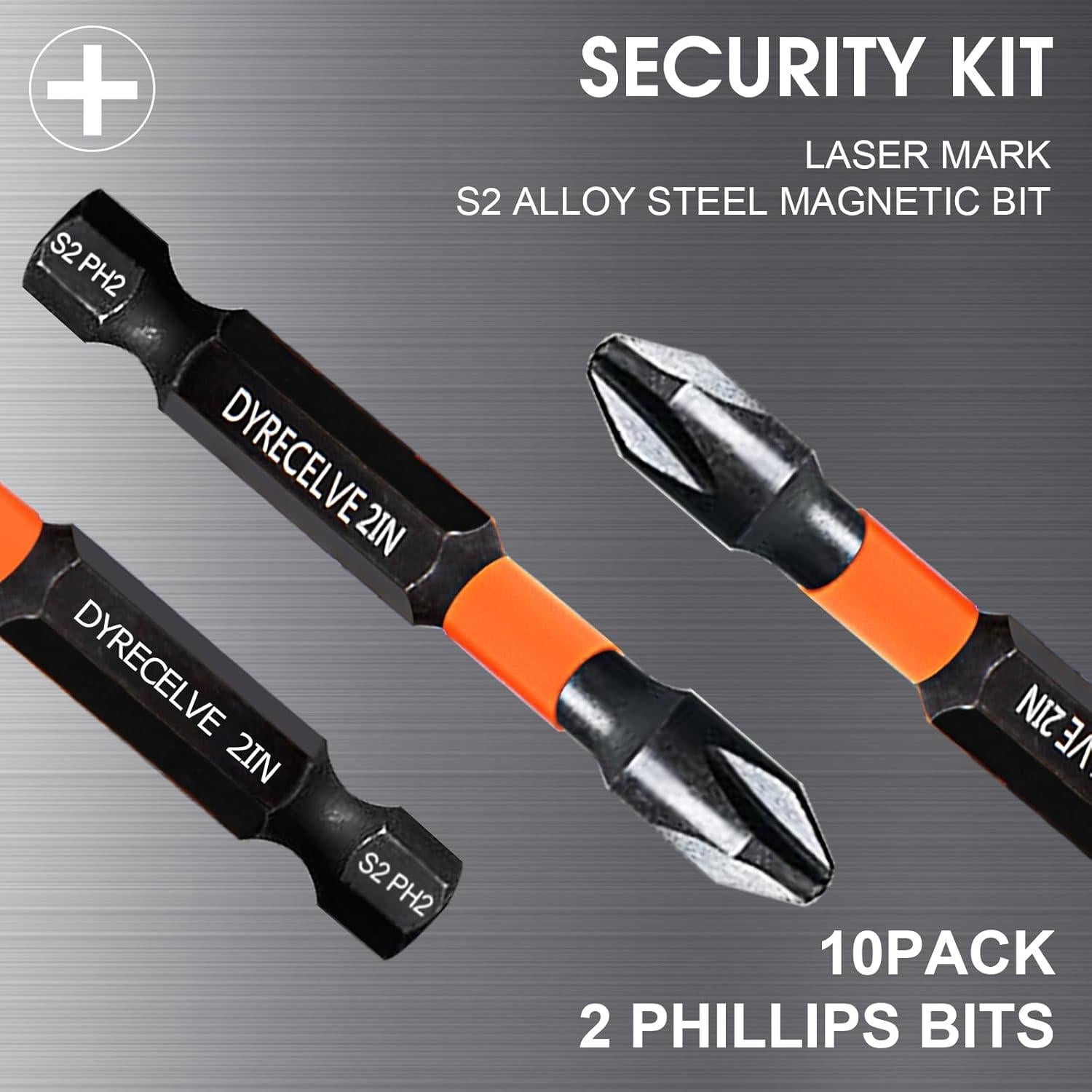 Paquete de 10 Puntas Phillips Magnéticas DYRECELVE PH2 1-6 cm