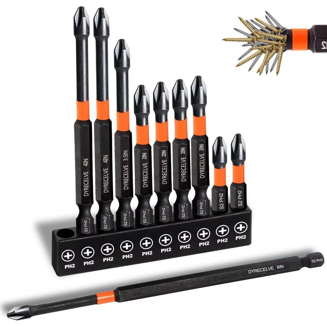 Paquete de 10 Puntas Phillips Magnéticas DYRECELVE PH2 1-6 cm