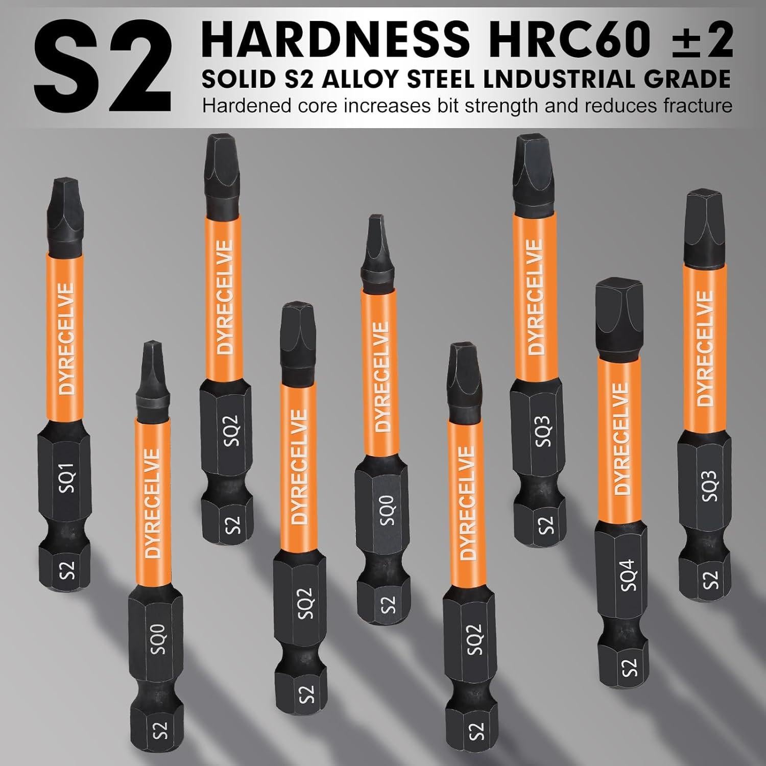 Juego de Puntas Cuadradas DYRECELVE 12 Piezas Acero S2