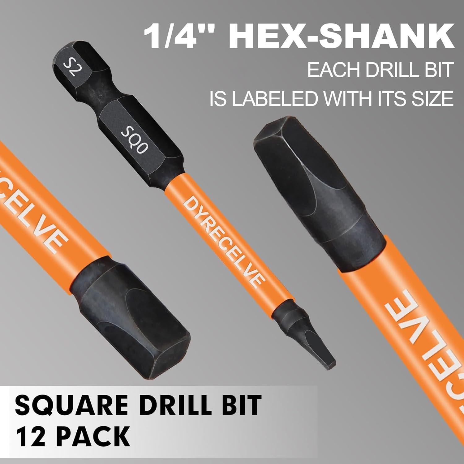 Juego de Puntas Cuadradas DYRECELVE 12 Piezas Acero S2