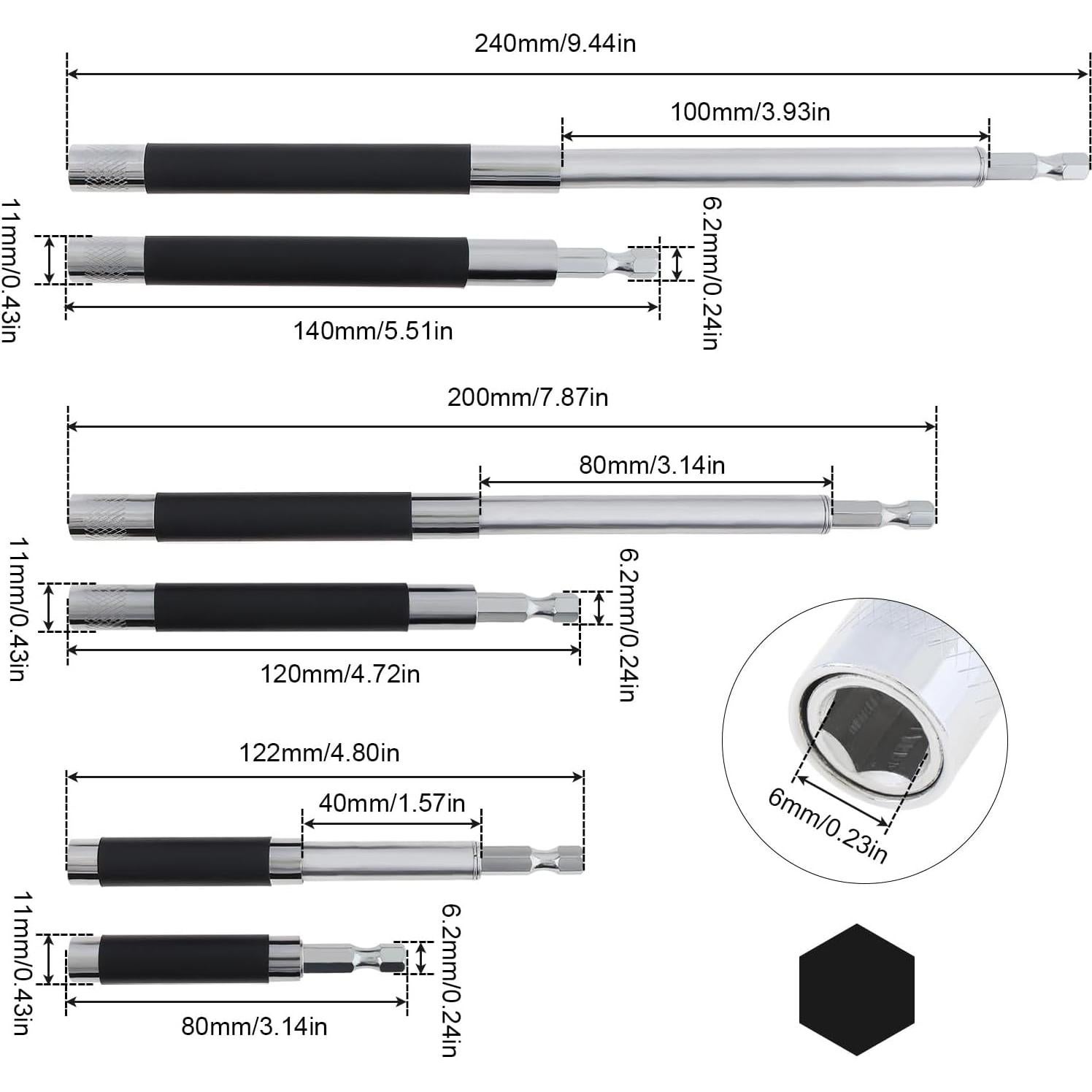 Juego de 3 Adaptadores de Broca Magnéticos ChgImposs