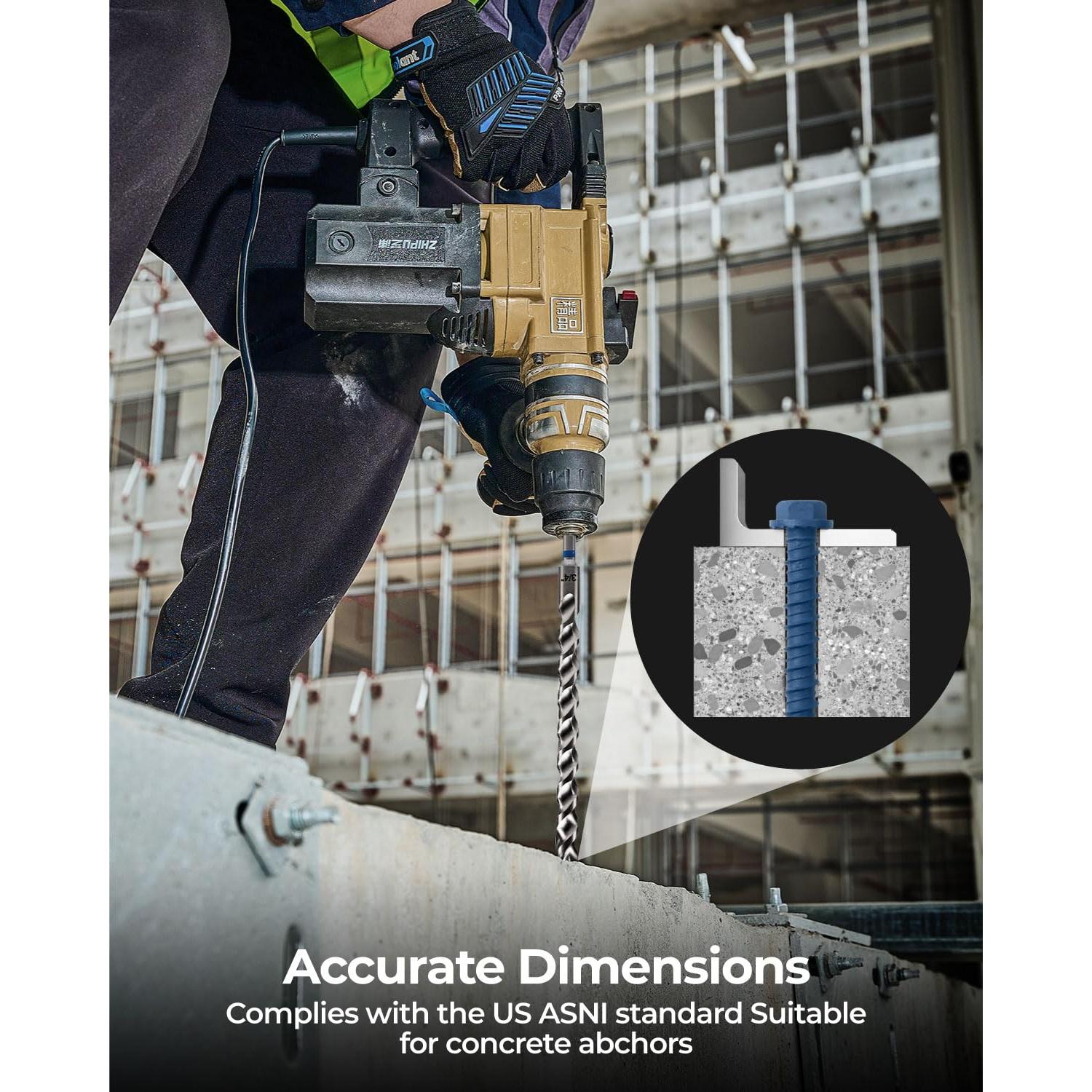 Set de Brocas SDS Plus Toolant 1/4" 4 Piezas para Concreto