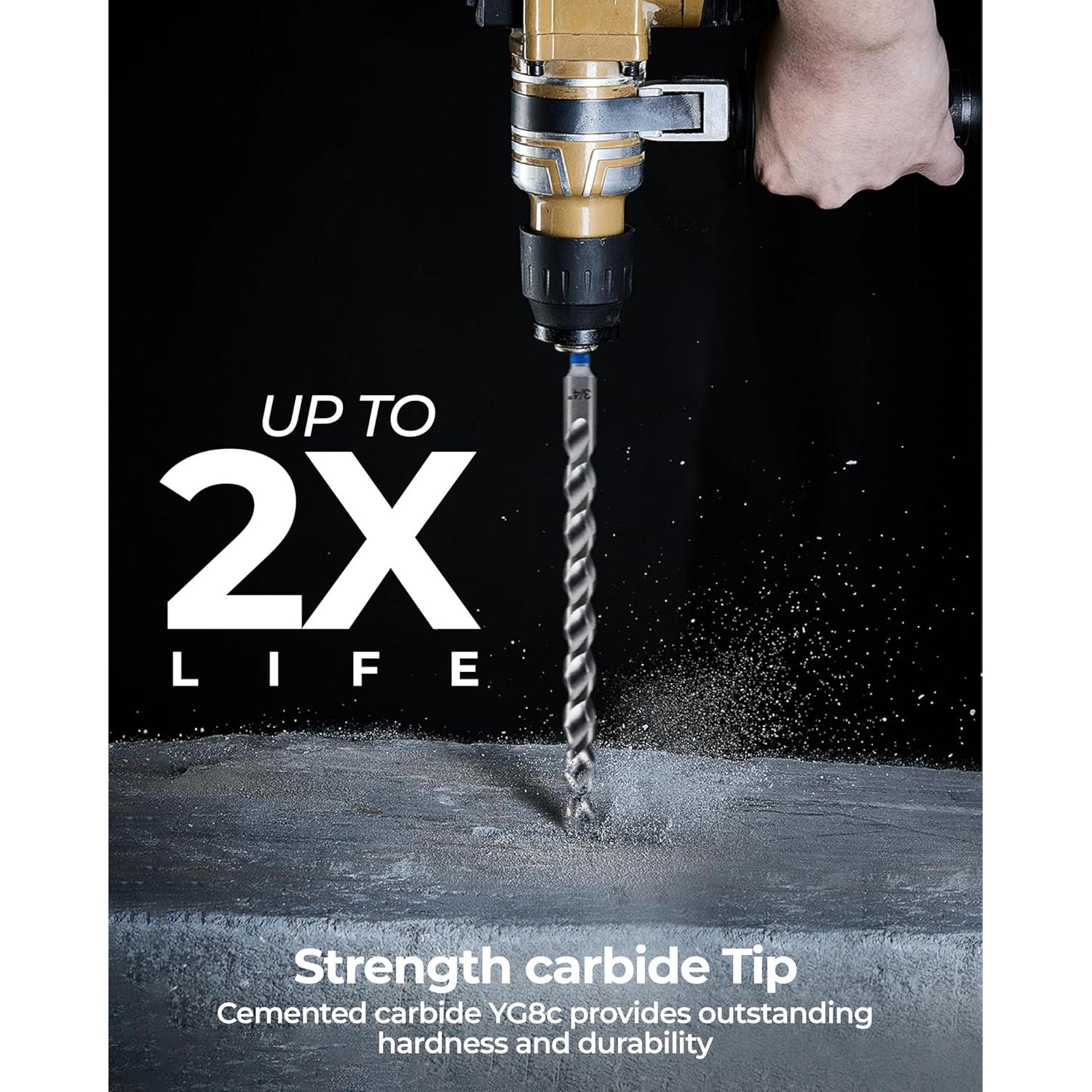 Set de Brocas SDS Plus Toolant 1/4" 4 Piezas para Concreto