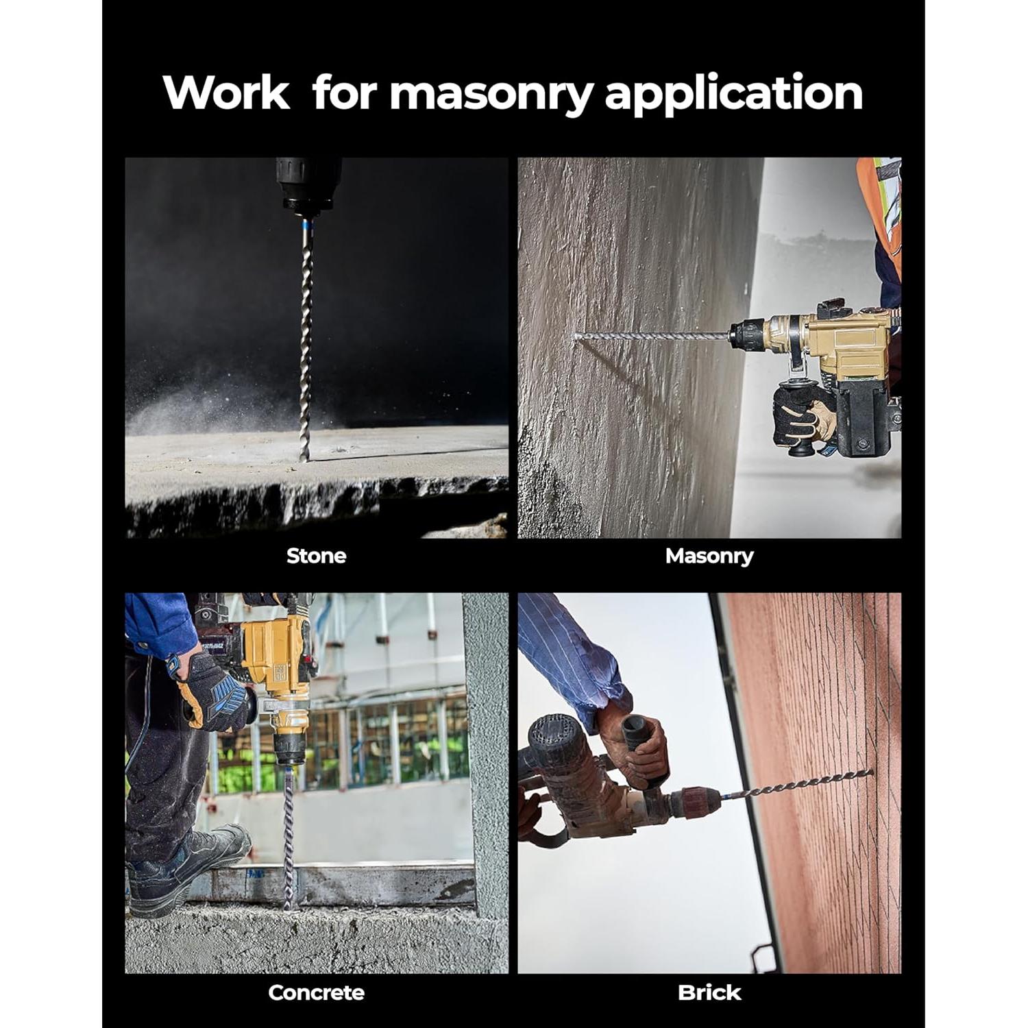 Set de Brocas SDS Plus Toolant 1/4" 4 Piezas para Concreto