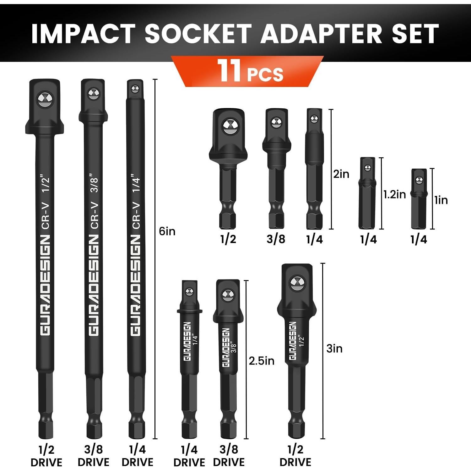 Juego de Adaptadores de Enchufe GURADESIGN 11 Piezas Hexagonal