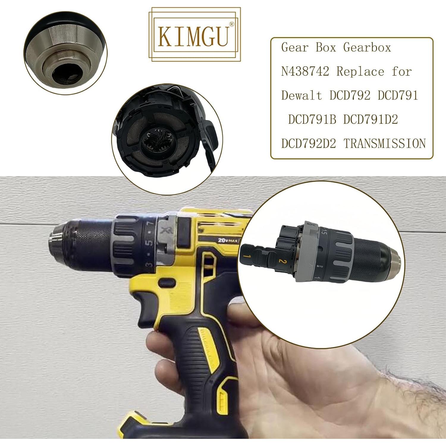 Caja de Engranajes KIMGU N438742 para Dewalt DCD791 DCD792