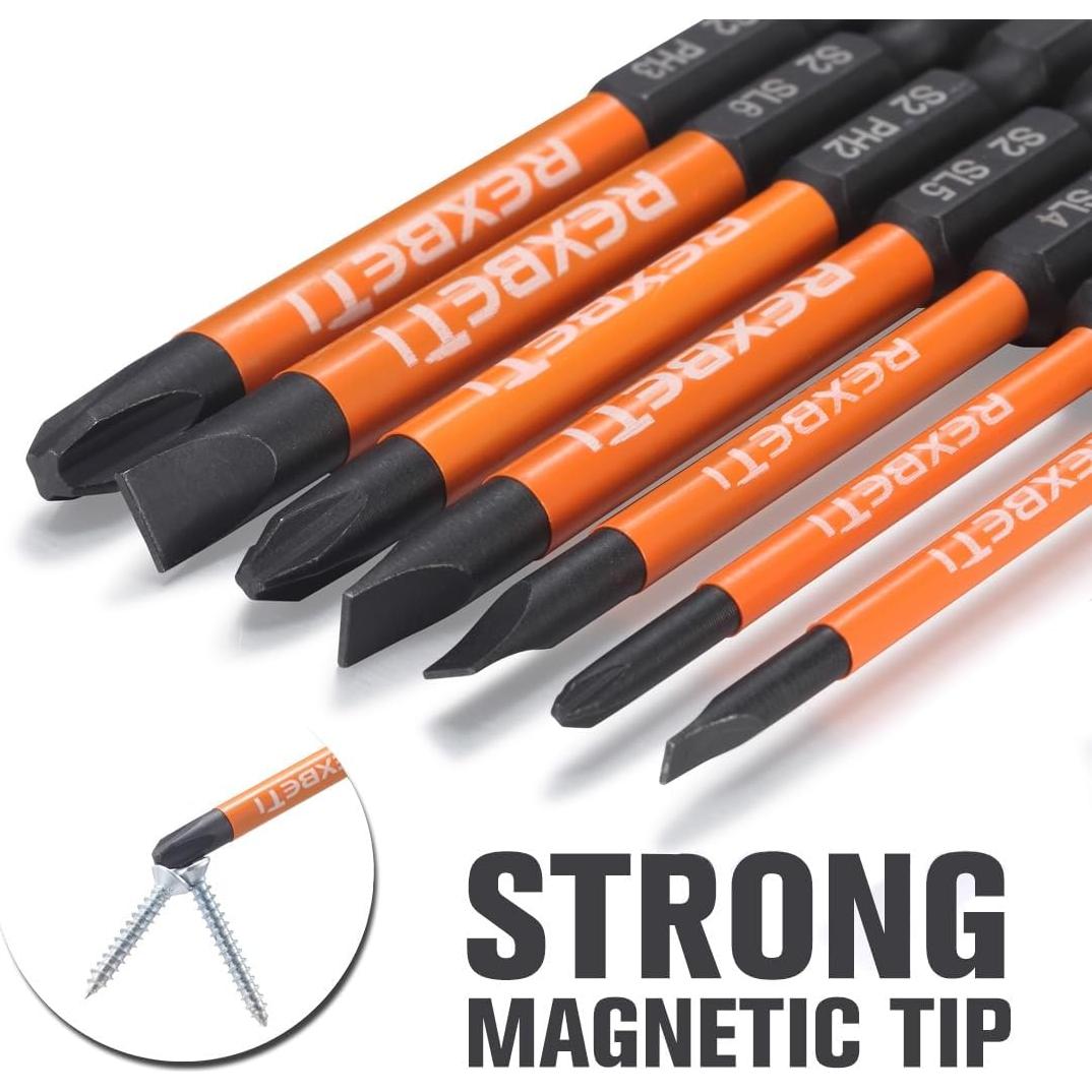 Juego de 12 Puntas Destornillador REXBETI S2 Hexagonal 7.62 cm