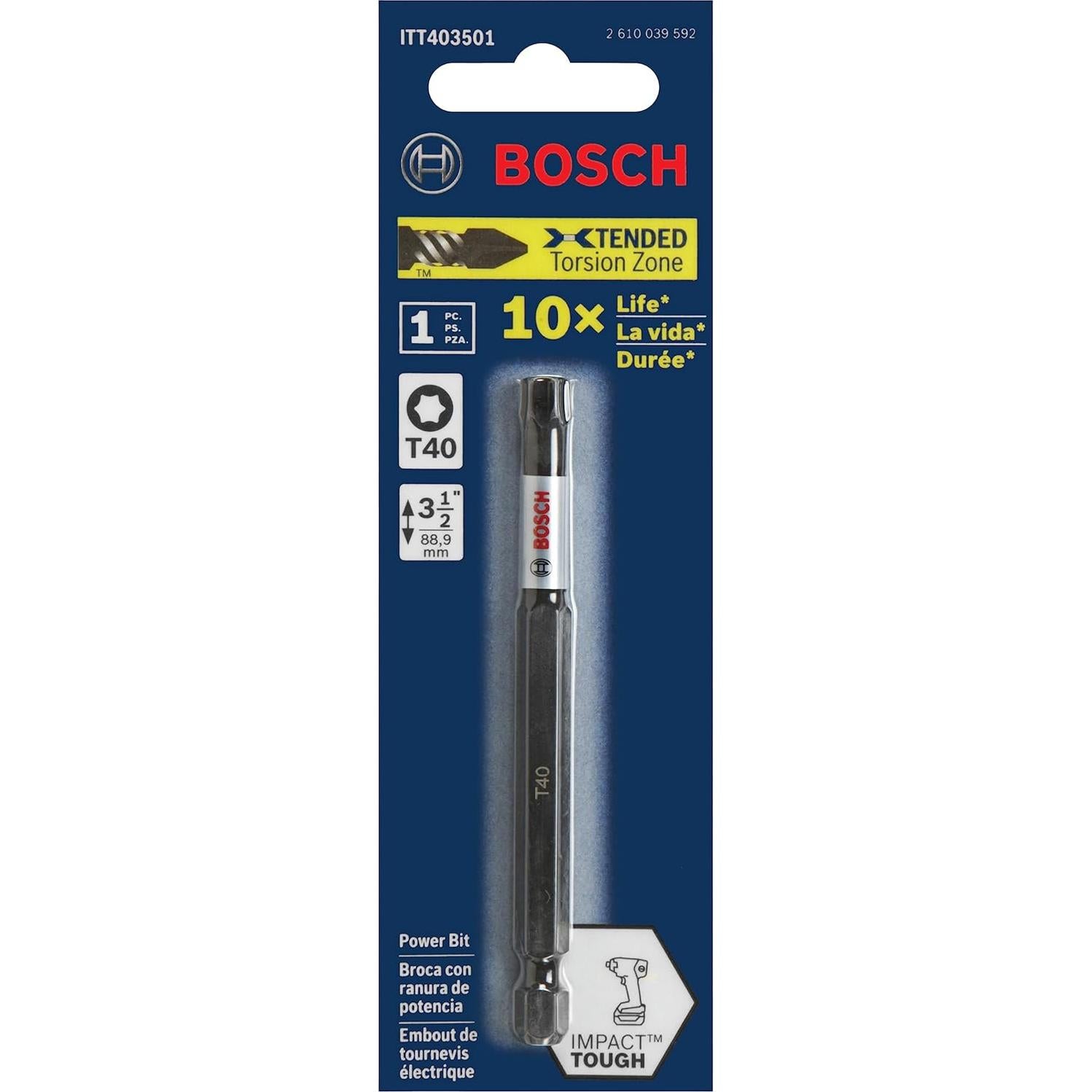 Puntas de Destornillador BOSCH ITT4035B Torx #40 10 Piezas