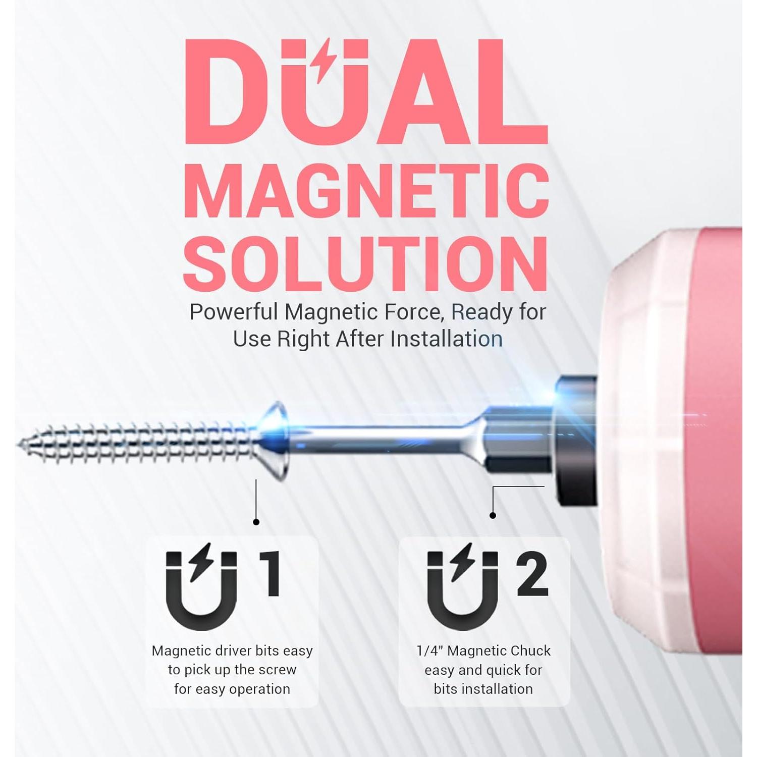 Destornillador Eléctrico DCA 4V Rosa 5N.m 18 Puntas USB-C