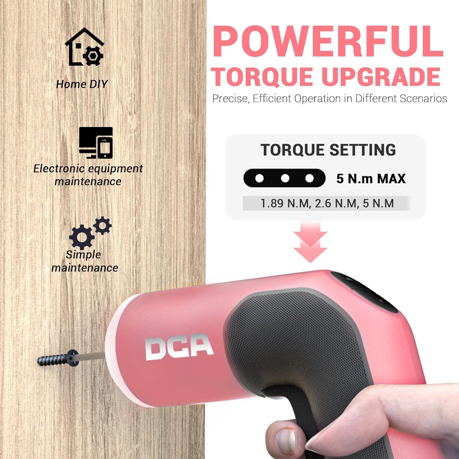 Destornillador Eléctrico DCA 4V Rosa 5N.m 18 Puntas USB-C