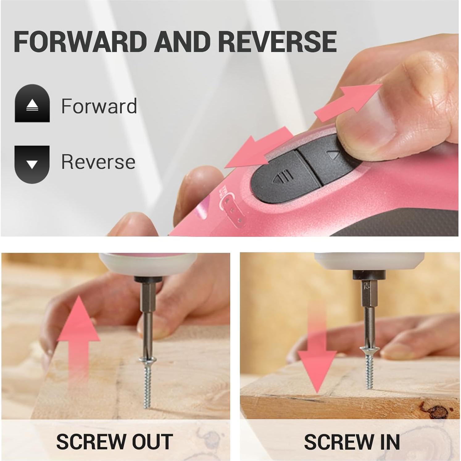 Destornillador Eléctrico DCA 4V Rosa 5N.m 18 Puntas USB-C