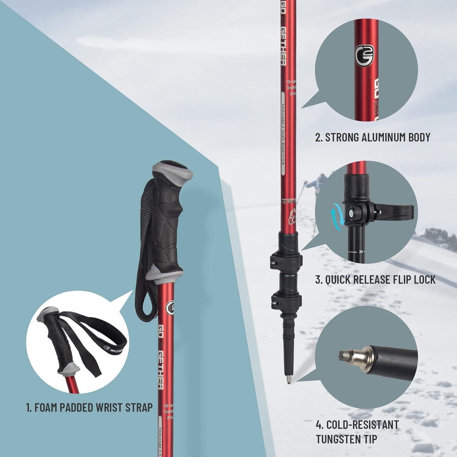 Bastones de Senderismo G2 GO2GETHER Aluminio Ajustables 2 Unidades