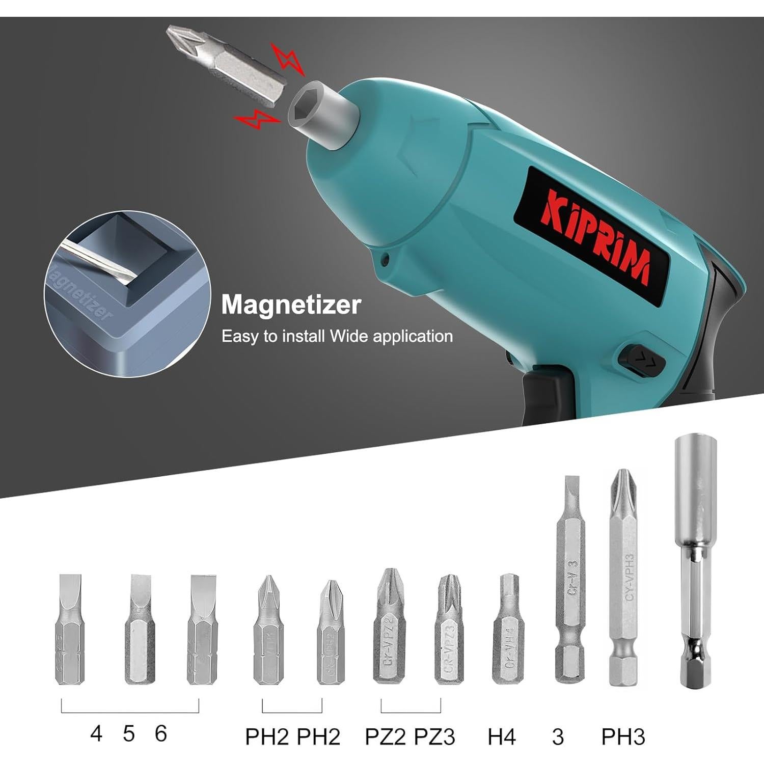 Destornillador Eléctrico Kiprim ES3 4V Inalámbrico con LED