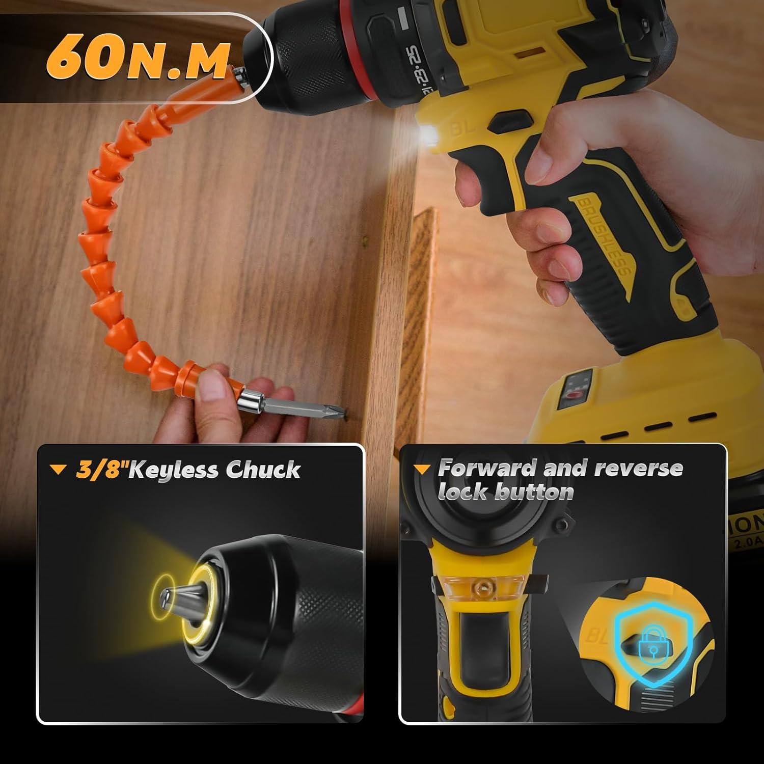 Taladro Inalámbrico HLiePiHa 20V 2 Velocidades 60N.M