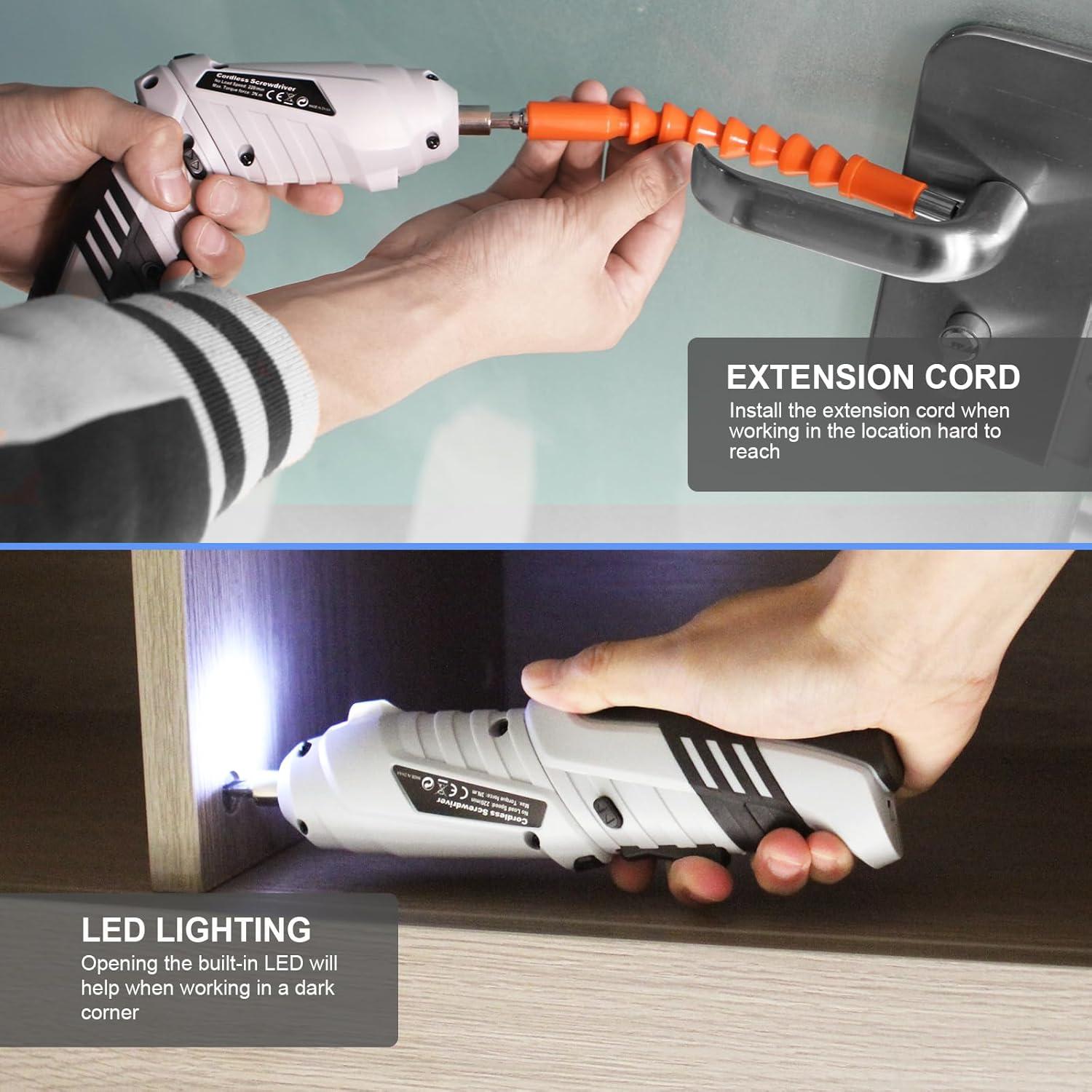 Destornillador Inalámbrico MQFORU 3.6V 47 en 1 con Luz LED