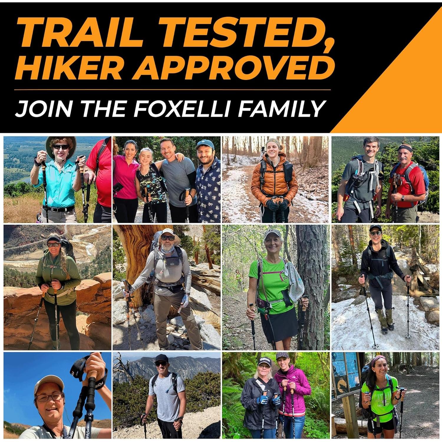 Bastones de Senderismo Foxelli Plegables de Carbono 2 Piezas