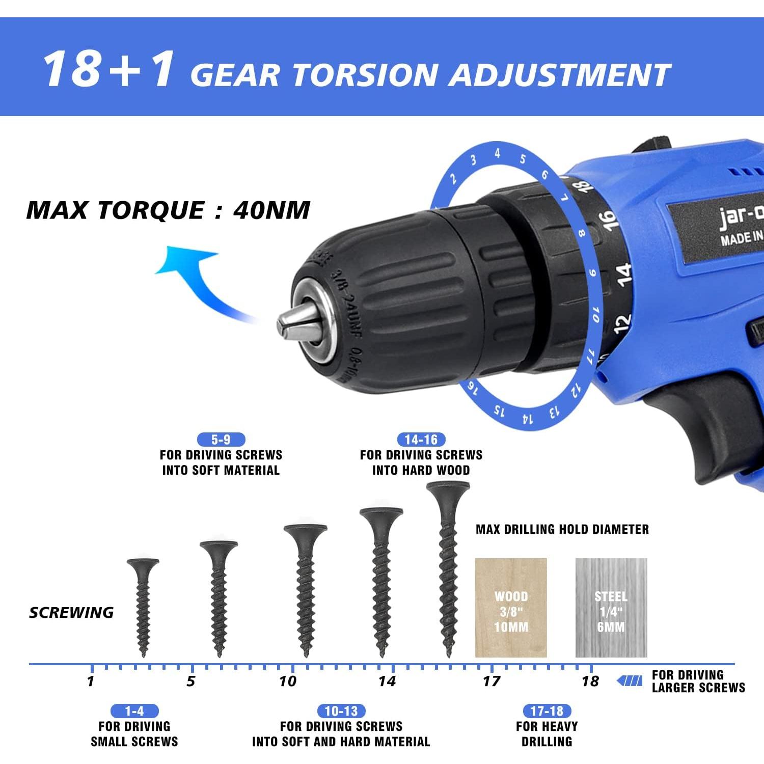 Taladro Inalámbrico Jar-Owl 21V 350 Nm Torque Vel. 0-1350 RPM