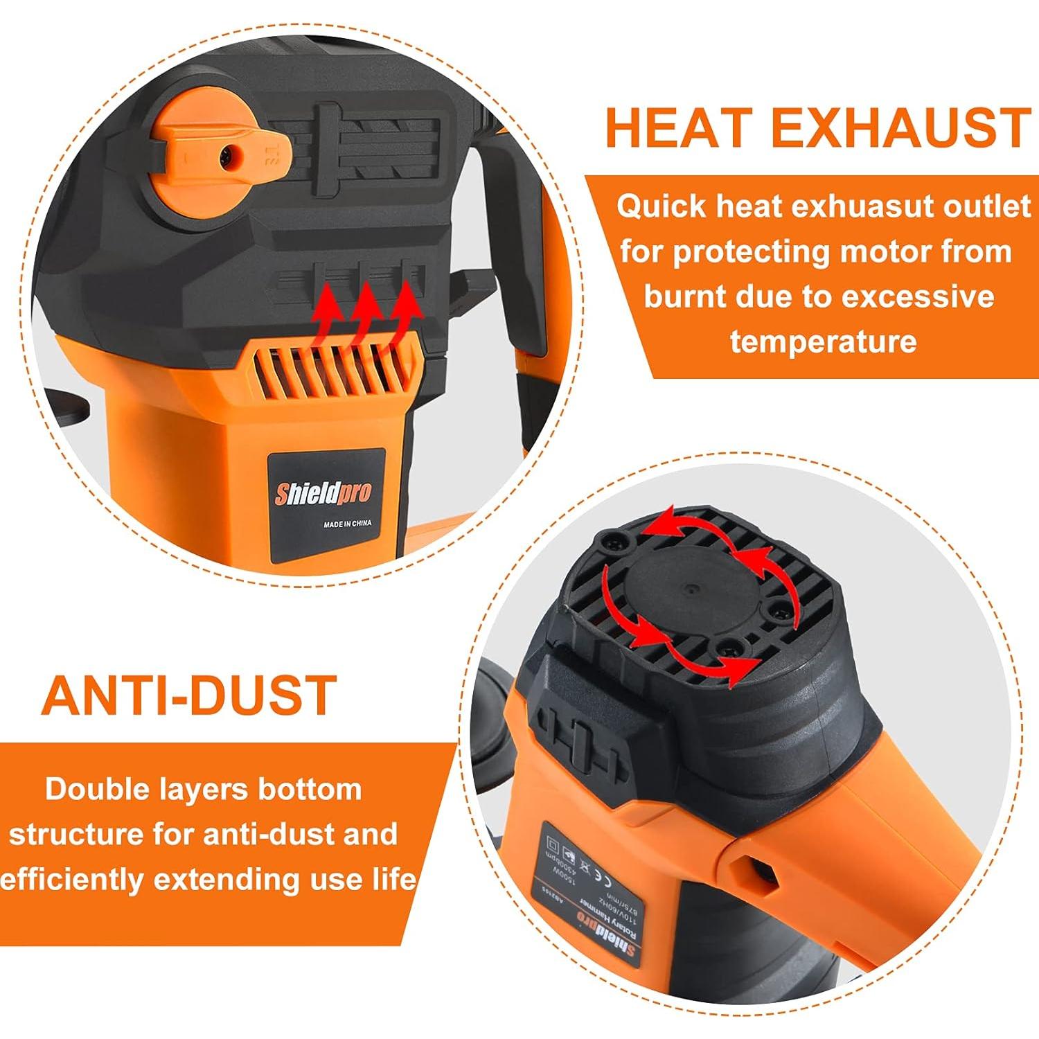 Taladro de Martillo SHIELDPRO 1500W 3 Funciones 7.53kg