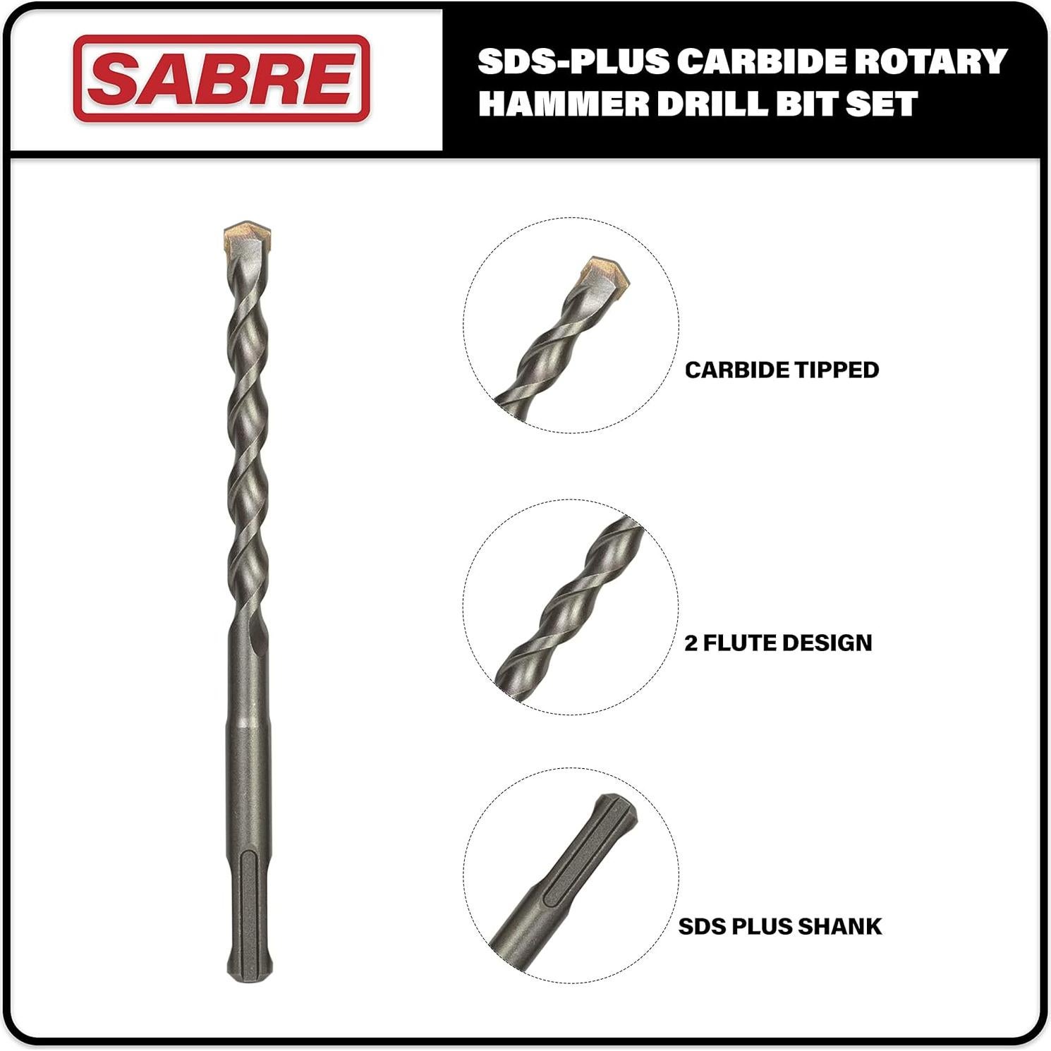 Juego de Brocas SDS Plus 8 Piezas Sabre Tools Carburo