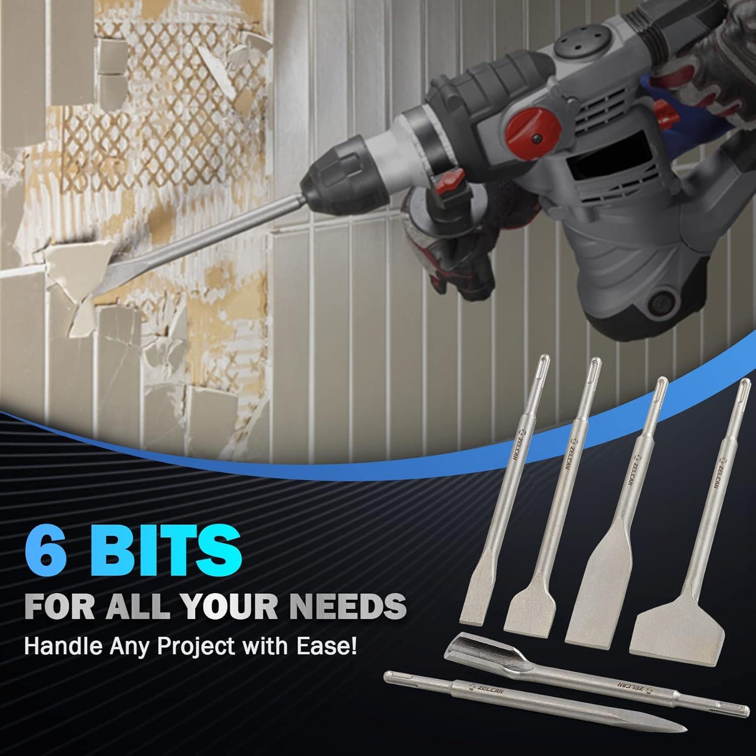 Juego de Cinceles ZELCAN SDS Plus 6 Piezas para Concreto