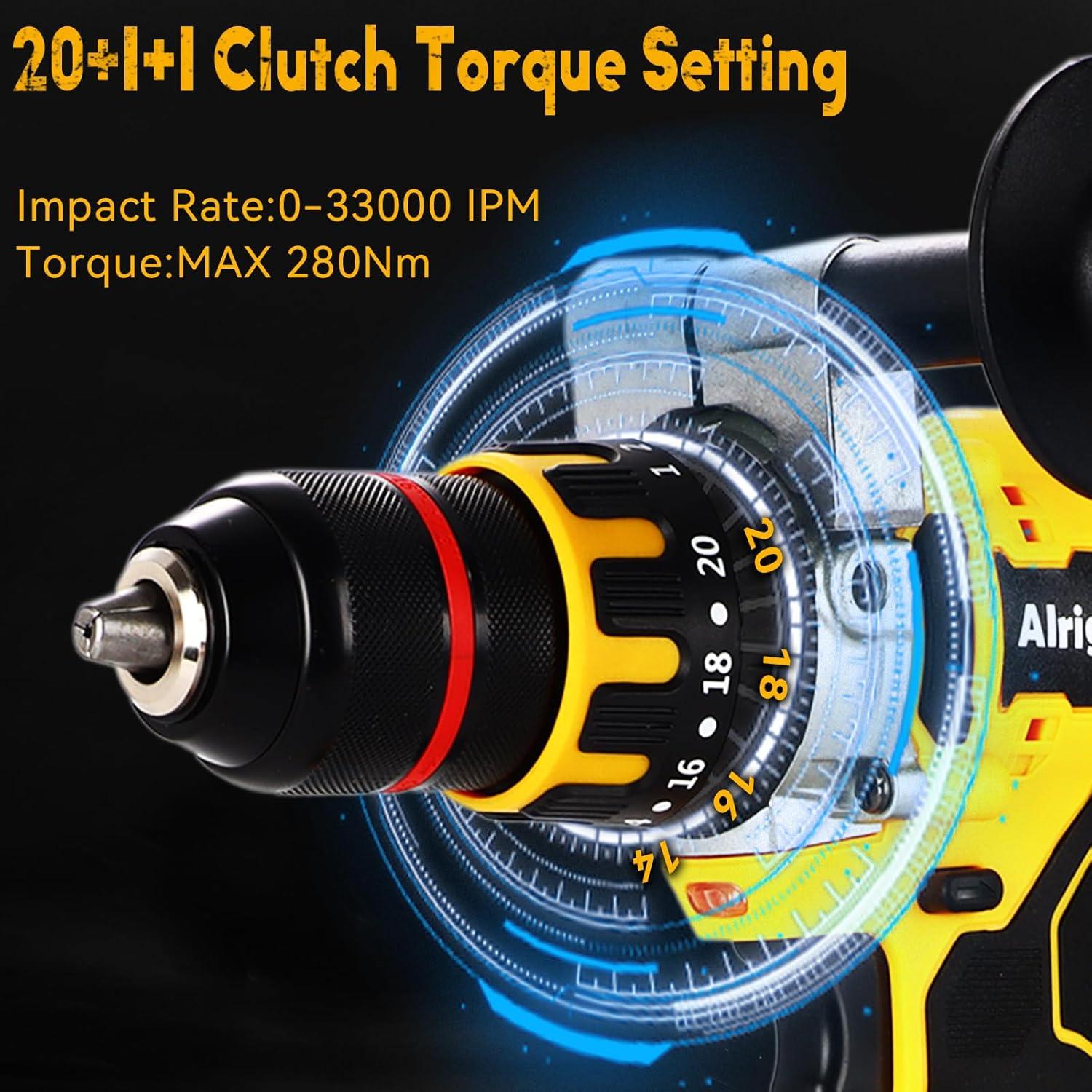 Taladro de Percusión Inalámbrico Alrigon 20V 3-en-1 33000 IPM