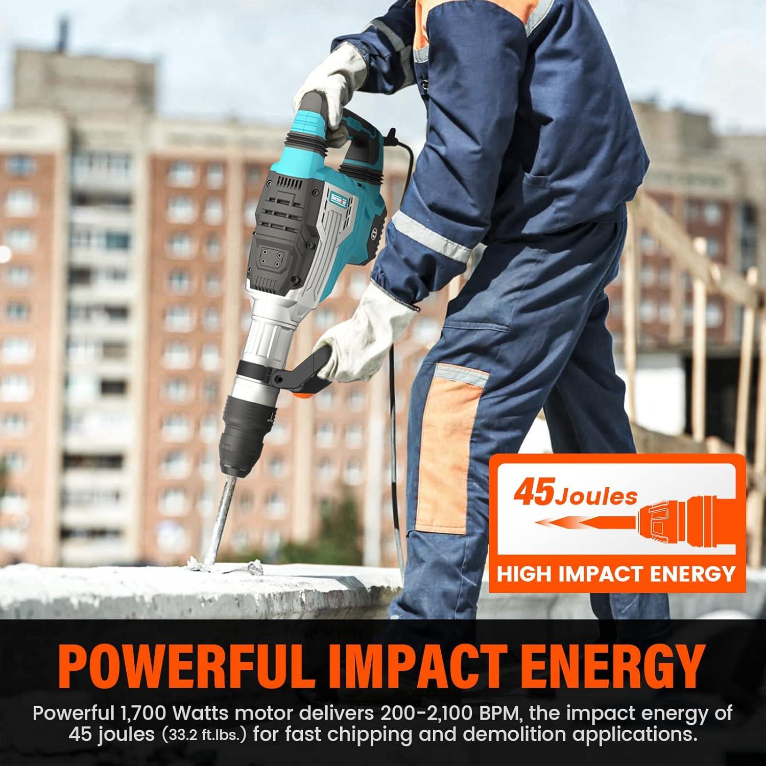 Martillo Demoledor Eléctrico Berserker 1700W SDS-Max 11.34kg