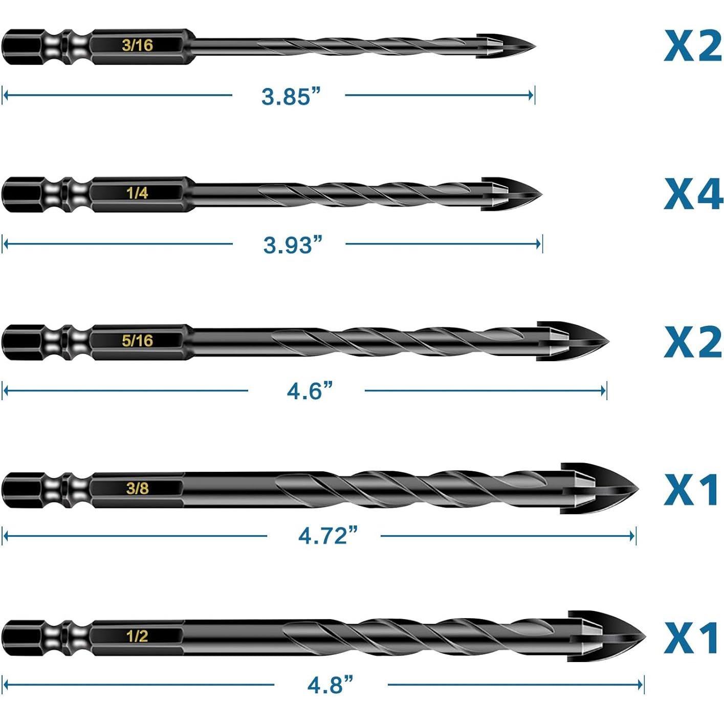 Juego de Brocas de Concreto DKIBBITH 10 Pcs Carburo